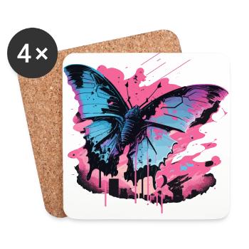Lovely Vaporwave Butterfly - Coasters (set of 4) - white - Front