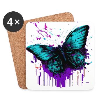 Schmetterling leuchtende Flügel - Untersetzer (4er-Set) - Weiß - Vorne