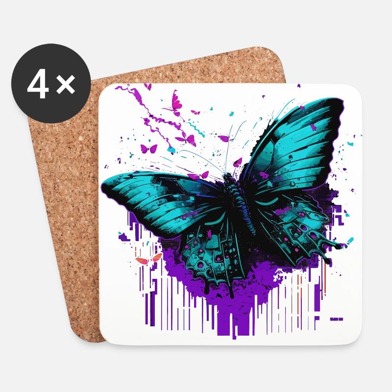 Schmetterling leuchtende Flügel - Untersetzer (4er-Set) - Weiß