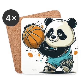 Hoops with a Panda - Coasters (set of 4) - white - Front
