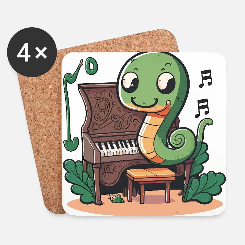 Schlangen-Pianist - Untersetzer (4er-Set) - Weiß