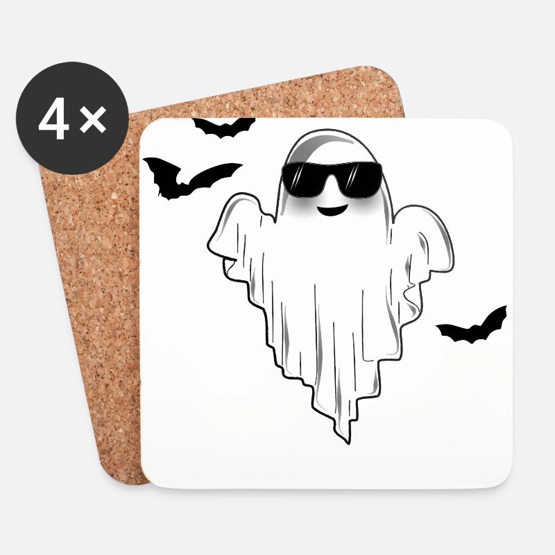 Süßer Geist! Sonnenbrille & Fledermäusen Halloween - Untersetzer (4er-Set) - Weiß