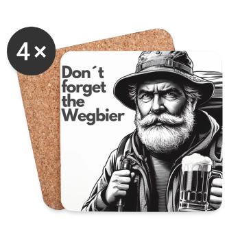 Wanderer mit Bier "Don´t forget the Wegbier" - Untersetzer (4er-Set) - Weiß - Vorne