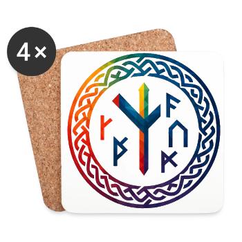 WPAP Polygon Style - Anneau de runes mythiques - Dessous de verre (lot de 4) - blanc - Devant