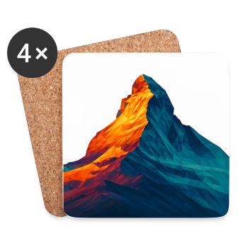 WPAP Style - Matterhorn, Mountain Switzerland - Coasters (set of 4) - white - Front