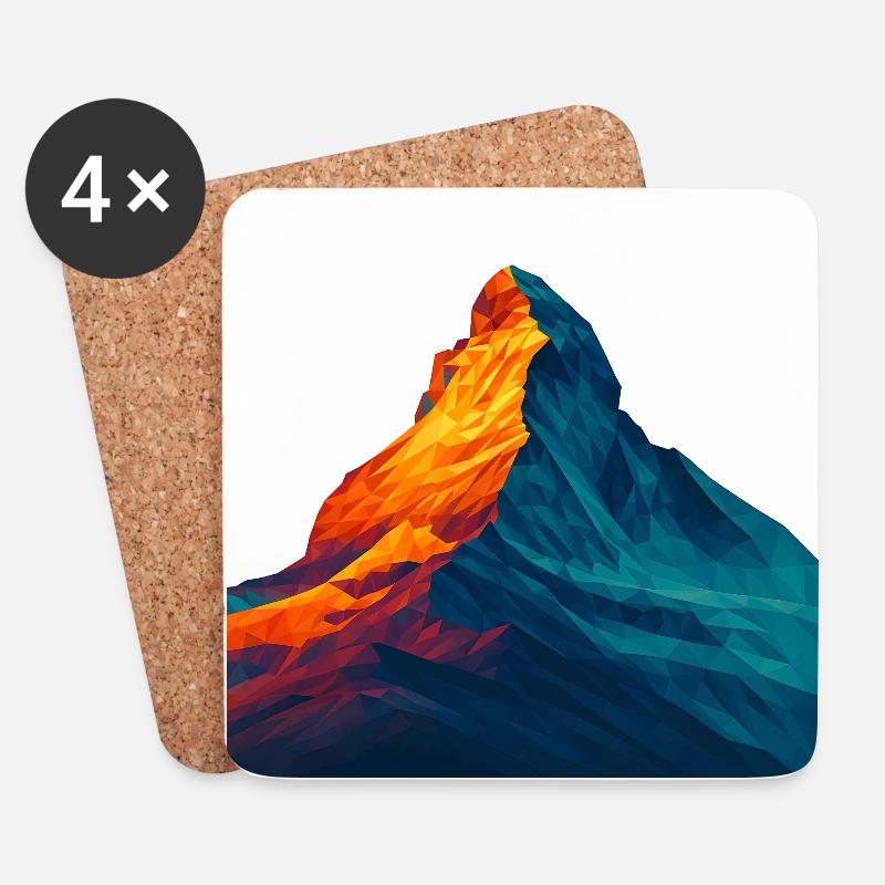 WPAP Stil - Matterhorn, Berg Schweiz - Untersetzer (4er-Set) - Weiß