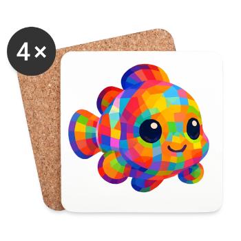 WPAP Polygon Style Animals Kawaii Baby Clownfish - Coasters (set of 4) - white - Front