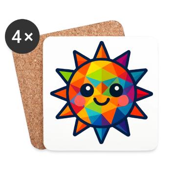 WPAP Polygon Kawaii Style Baby Sun - Coasters (set of 4) - white - Front