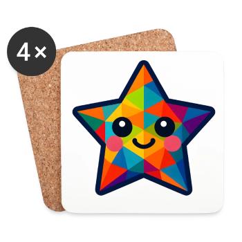 WPAP Polygon Kawaii Style Baby Star - Coasters (set of 4) - white - Front