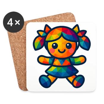 WPAP Polygon Kawaii Style Baby Doll - Coasters (set of 4) - white - Front