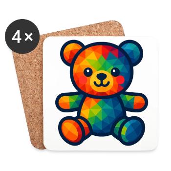 WPAP Polygon Kawaii Stil Baby Teddybär - Untersetzer (4er-Set) - Weiß - Vorne