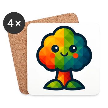 WPAP Polygon Kawaii Stil Baby Spielzeug Baum - Untersetzer (4er-Set) - Weiß - Vorne