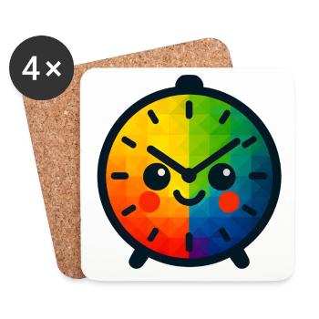 WPAP Polygon Kawaii Style Baby Toy Clock - Coasters (set of 4) - white - Front