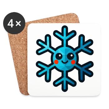 WPAP Polygon Kawaii Style Toy Snowflake - Coasters (set of 4) - white - Front