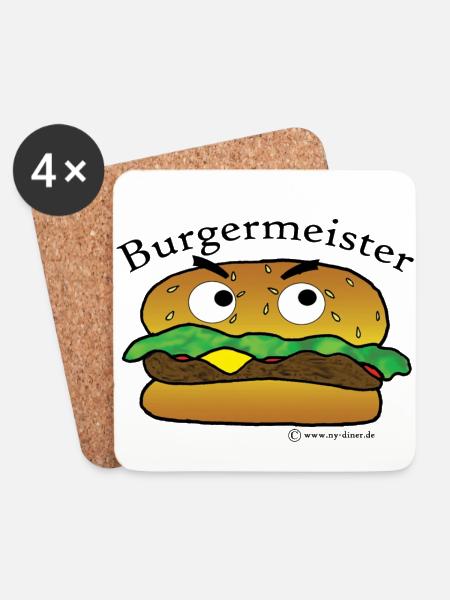 Burger - Coasters (set of 4) - white