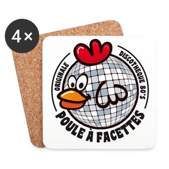Poule a facette - Fête comique - Dessous de verre (lot de 4) - blanc - Devant