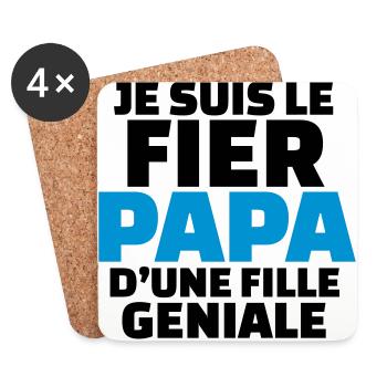 le fier papa d'une fille géniale - Dessous de verre (lot de 4) - blanc - Devant