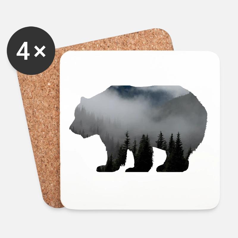 Waldbewohner / Natur Bär Wald Baum - Untersetzer (4er-Set) - Weiß