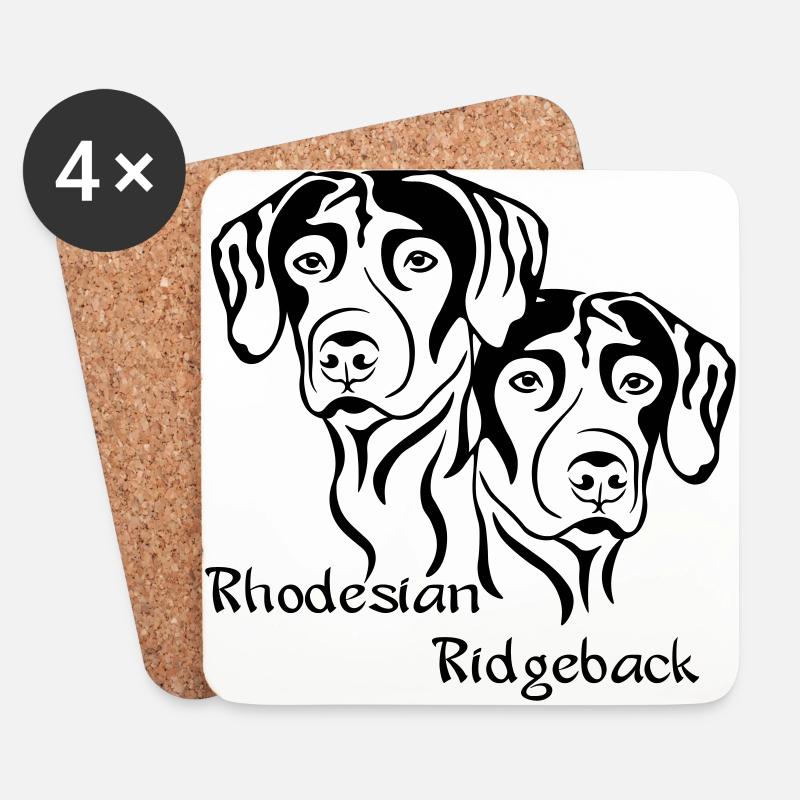 2 Rhodesian Ridgeback / helle Stoffe - Untersetzer (4er-Set) - Weiß