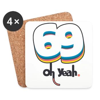 69 oh yeah - Coasters (set of 4) - white - Front