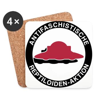 Antifaschistische Reptiloiden-Aktion - Untersetzer (4er-Set) - Weiß - Vorne