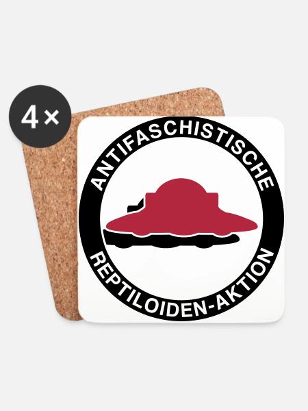 Antifaschistische Reptiloiden-Aktion - Untersetzer (4er-Set) - Weiß