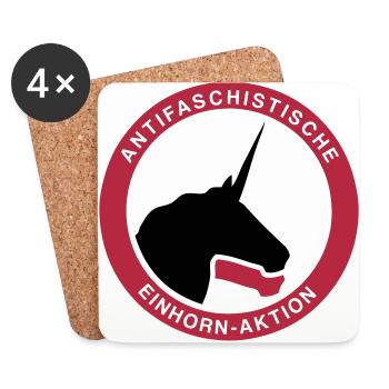 Antifaschistische Einhorn-Aktion - Untersetzer (4er-Set) - Weiß - Vorne