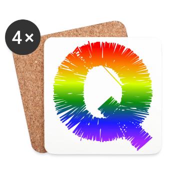 Regenbogen-Q - Untersetzer (4er-Set) - Weiß - Vorne