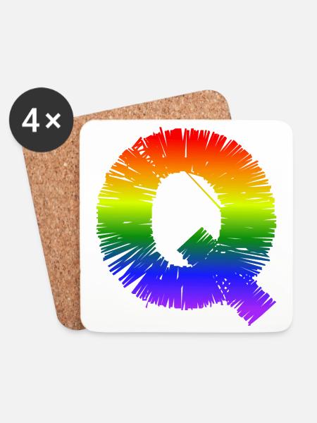 Rainbow Q - Coasters (set of 4) - white