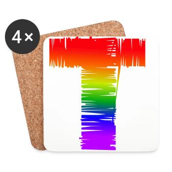 Regenbogen-T - Untersetzer (4er-Set) - Weiß - Vorne