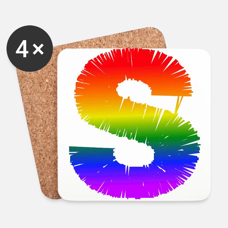 Regenbogen-S - Untersetzer (4er-Set) - Weiß