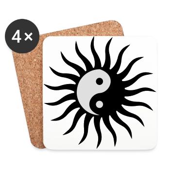 Yin Yang Sonne Symbol Zeichen - Untersetzer (4er-Set) - Weiß - Vorne