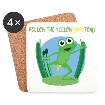Suivez le crapaud jaune - Dessous de verre (lot de 4) - blanc - Devant