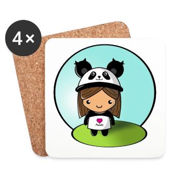 Panda fille! - Dessous de verre (lot de 4) - blanc - Devant