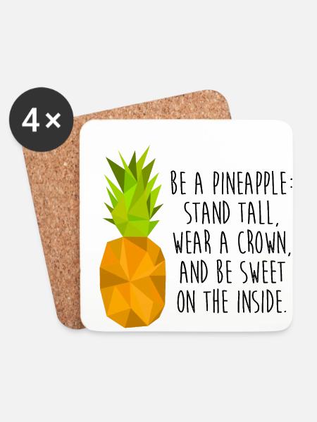Ananas - Untersetzer (4er-Set) - Weiß