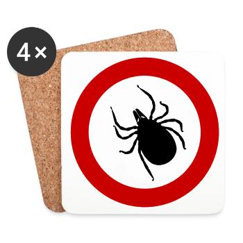 Attention tick / ticks / Punk / Punk / parasite - Dessous de verre (lot de 4) - blanc - Devant