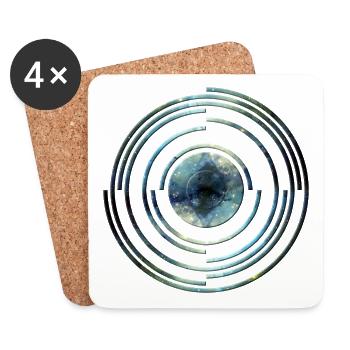 Espace Cercle formes rondes bleu - Dessous de verre (lot de 4) - blanc - Devant