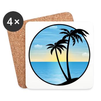 Palms vacances 01 Allround Designs - Dessous de verre (lot de 4) - blanc - Devant