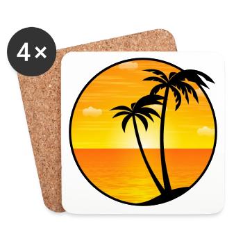 Palms Holiday Sea beach 03 Allround Designs - Coasters (set of 4) - white - Front