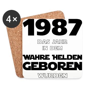 1987 - das Geburtsjahr wahrer Helden! - Untersetzer (4er-Set) - Weiß - Vorne