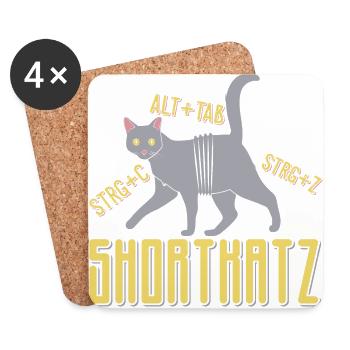 Shortkatz - Untersetzer (4er-Set) - Weiß - Vorne