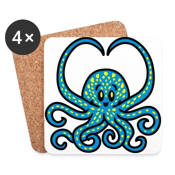 Squid Heart 3 - Coasters (set of 4) - white - Front