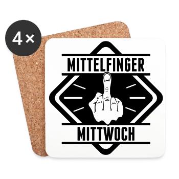 Mittelfinger Mittwoch - Untersetzer (4er-Set) - Weiß - Vorne