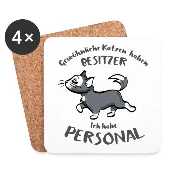 Lustiges Katzen Geschenk - Untersetzer (4er-Set) - Weiß - Vorne