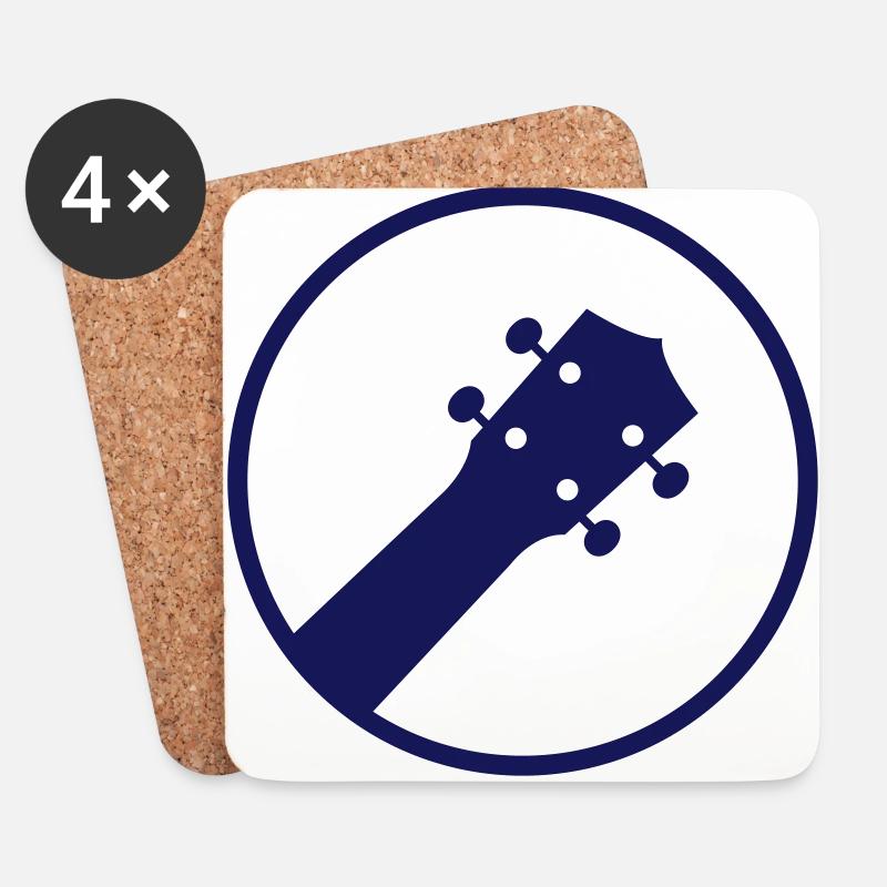 Ukulele in circle - Coasters (set of 4) - white