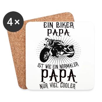 Biker Papa - Untersetzer (4er-Set) - Weiß - Vorne