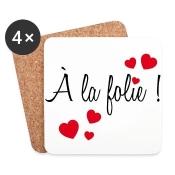 A la folie ! - Dessous de verre (lot de 4) - blanc - Devant