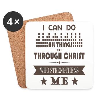 Jesus Christ Strengthens me - Jesus Helps me - Coasters (set of 4) - white - Front