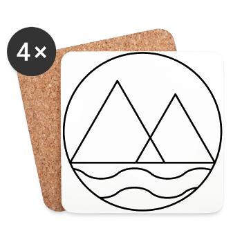 Berge mit Wellen - Untersetzer (4er-Set) - Weiß - Vorne