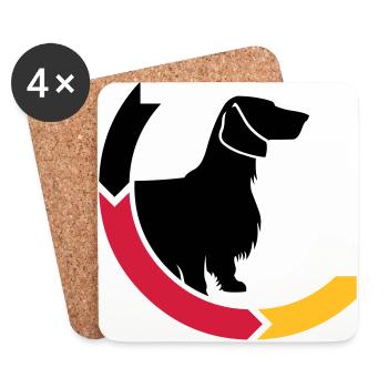 Dachshund longhair 2 Germany 3c - Coasters (set of 4) - white - Front